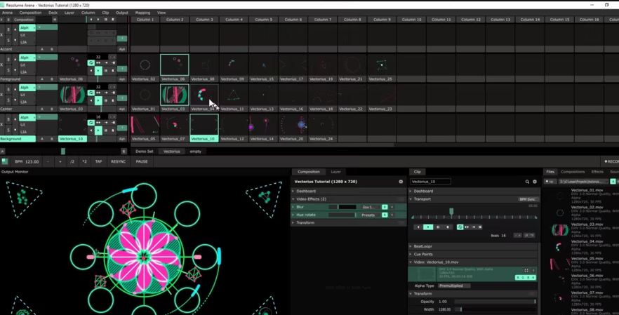 Vectorius Tutorial - How To Perform a Live Visual Show Using Resolume VJ Software